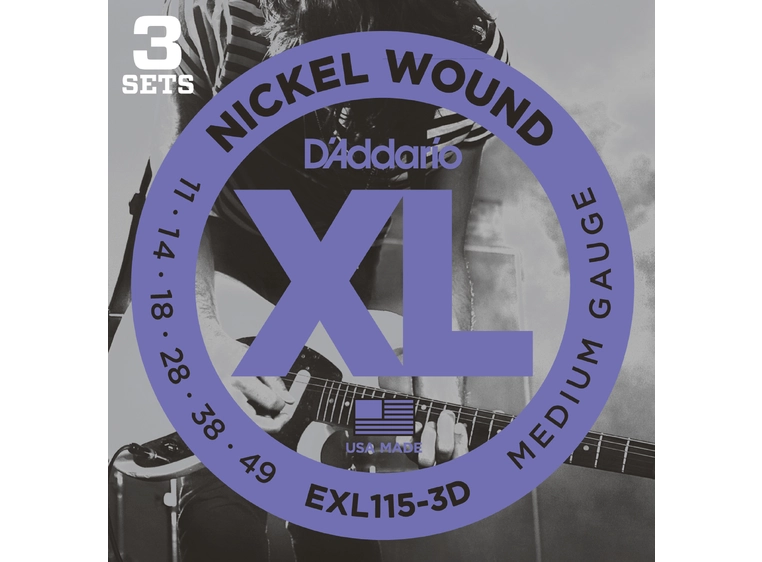 D'Addario EXL115-3D El. Gitar strenger (011-049) 3-pakning 